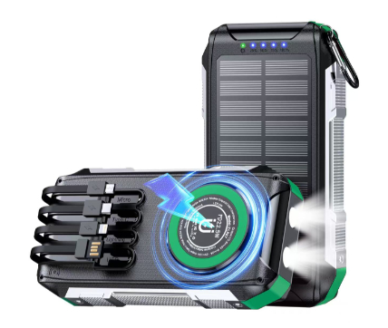 Solar power bank 22.5W fast charge 30000 real capacity LED lighting solar input current