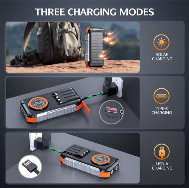 Solar power bank 22.5W fast charge 30000 real capacity LED lighting solar input current