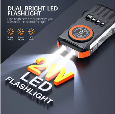Solar power bank 22.5W fast charge 30000 real capacity LED lighting solar input current