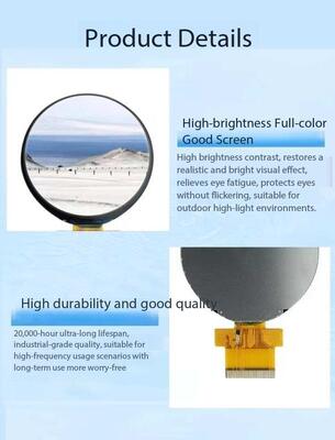 2.1 Inch Round TFT Display 360x360 Resolution with MIPI 1Lane Interface and GC9B72NA IC Circular TFT LCD Screen