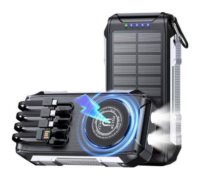 Solar power bank 22.5W fast charge 30000 real capacity LED lighting solar input current
